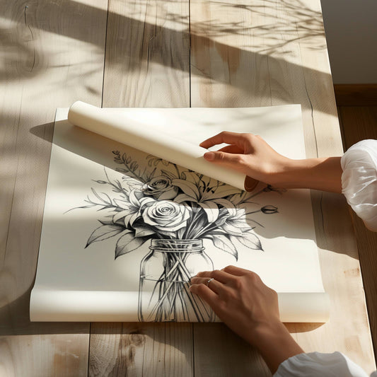 Sobre et délicate, cette affiche met en valeur un bouquet floral dessiné au crayon dans un style raffiné en noir et blanc. Son esthétique minimaliste et intemporelle en fait une pièce parfaite pour ajouter une note artistique et élégante à votre décoration intérieure.