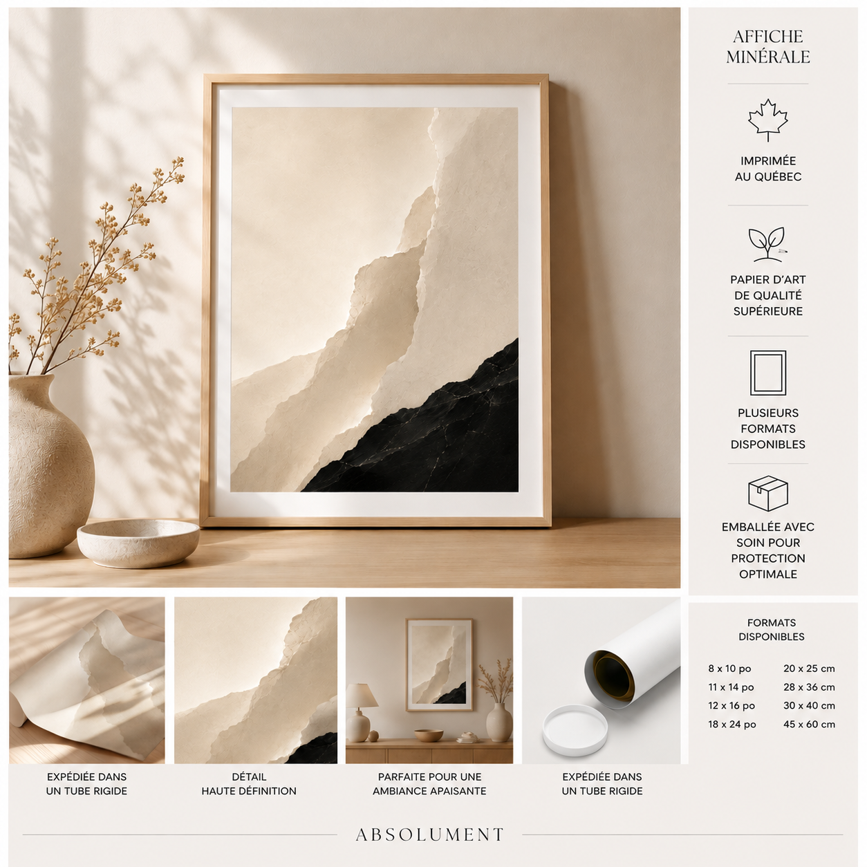 Édition contemporaine beige et noir | Minérale | Ciel apaisant | Absolument