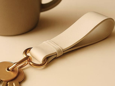 Absolument Porte Clés en simili cuir Vegan fait à la main Couleur Sable