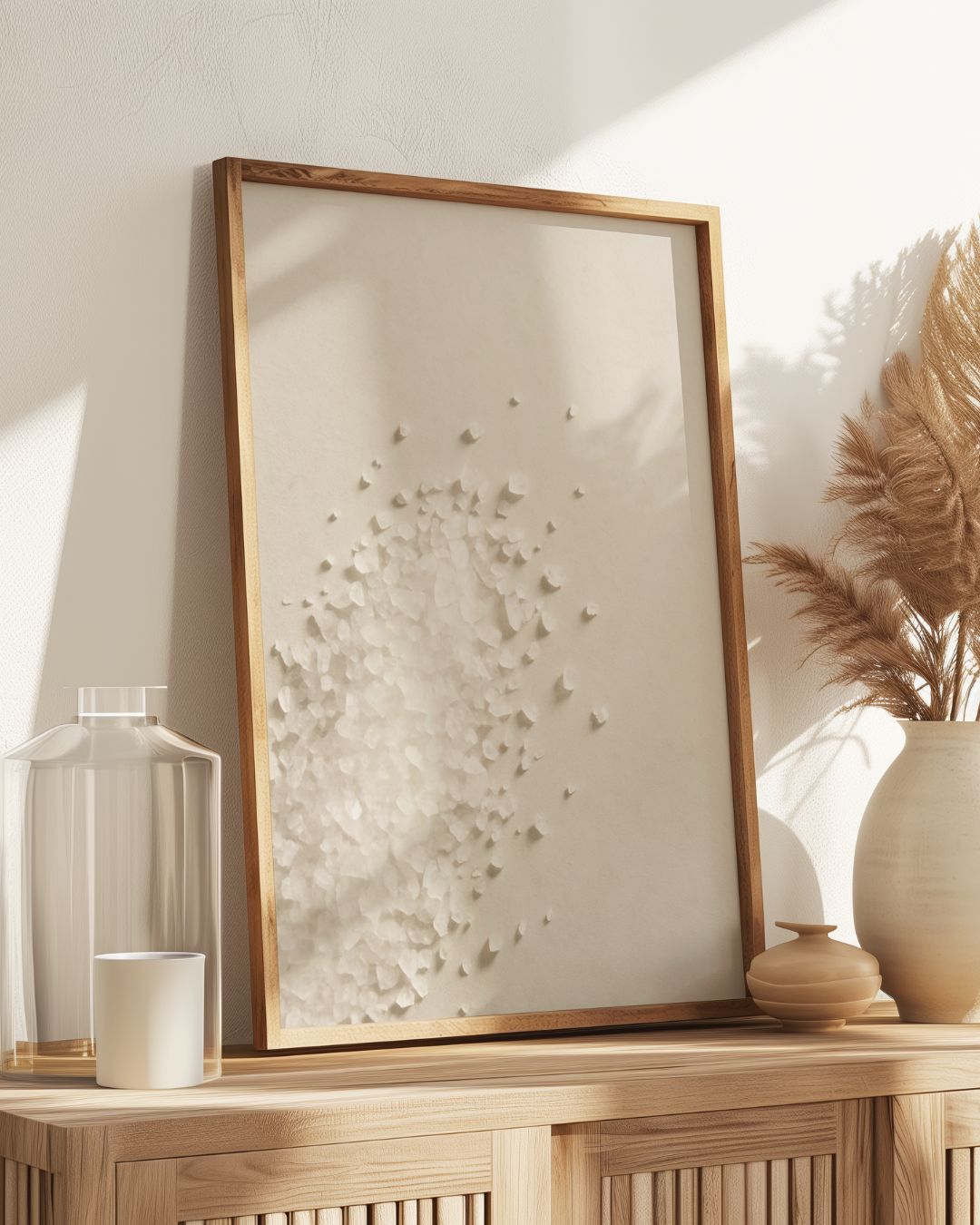 Un hommage à la pureté brute.&nbsp;Cette affiche minimaliste met en lumière la délicatesse des cristaux de fleur de sel, captés dans une lumière douce et naturelle. Une composition épurée qui évoque la richesse sensorielle des éléments simples, pour une cuisine à l’esthétique raffinée.

S'agence parfaitement avec l'affiche:&nbsp;Poivres du monde