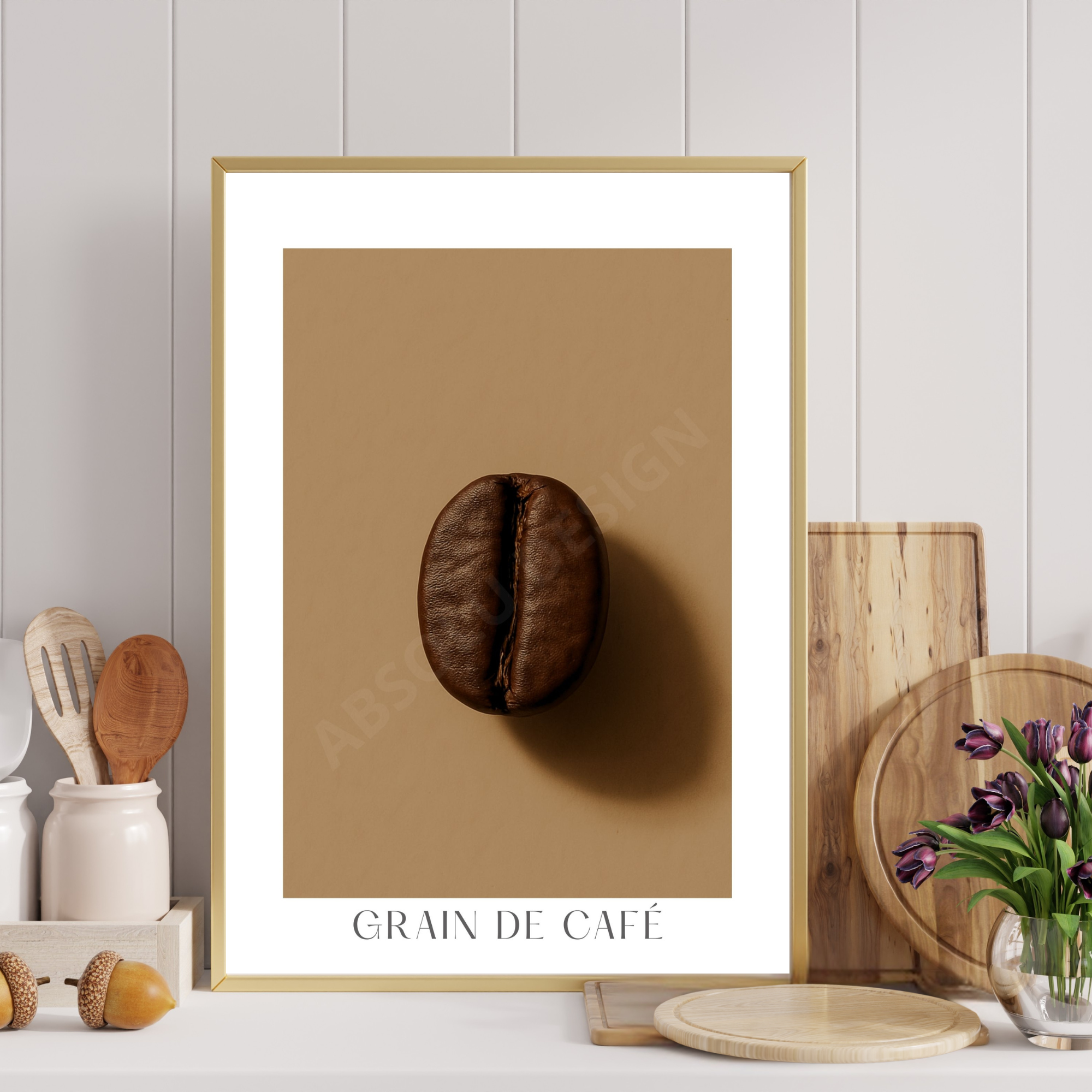 Affiche Grain de café torréfaction foncée