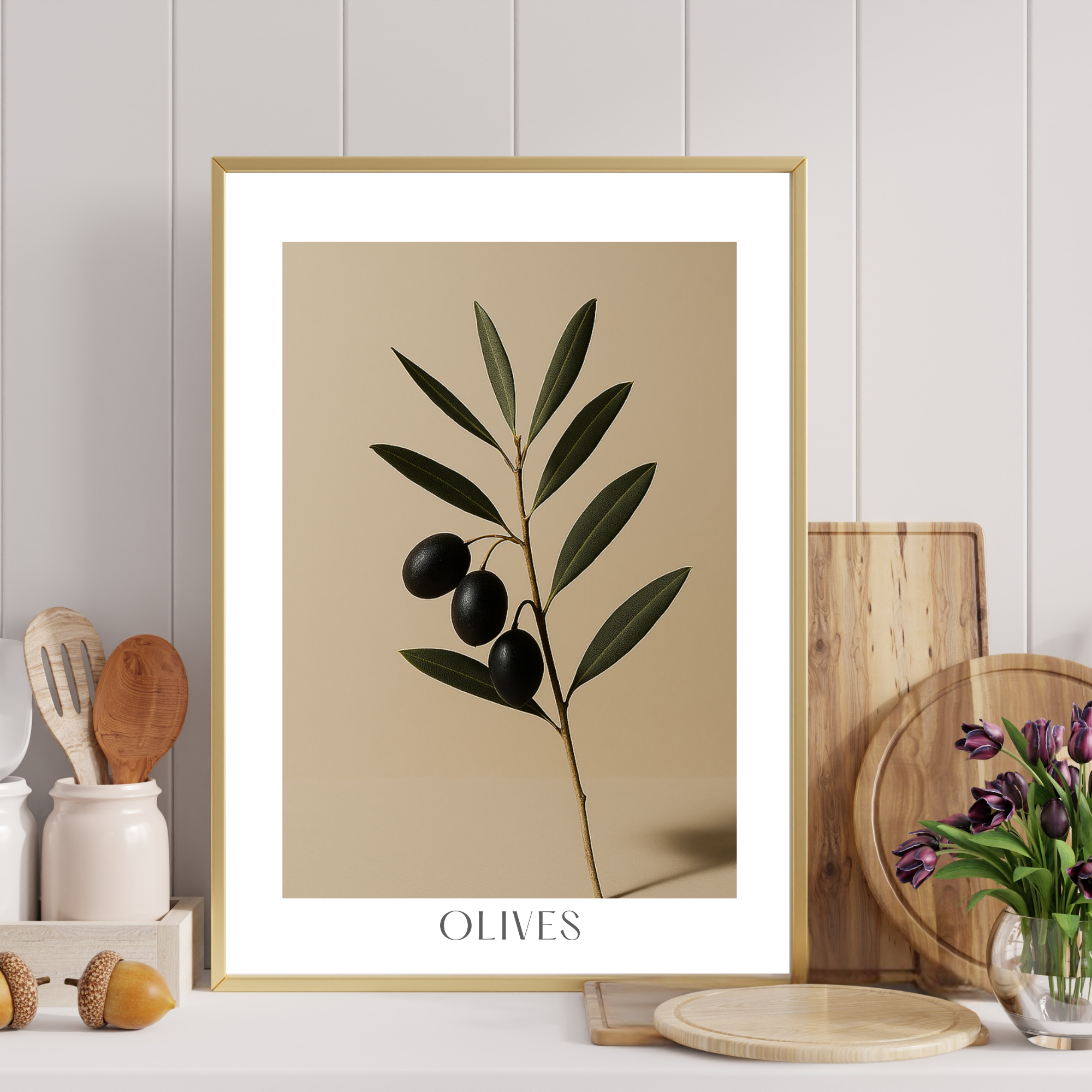 Cette affiche photo-réaliste artistique de grand format illustre l’élégance brute d’une branche d’olivier avec ses tiges souples, ses feuilles effilées, dans une ombre douce et délicate. Une composition qui évoque la chaleur méditerranéenne, avec une sobriété apaisante.

S'agence parfaitement avec les affiches:&nbsp; Citron / Figue