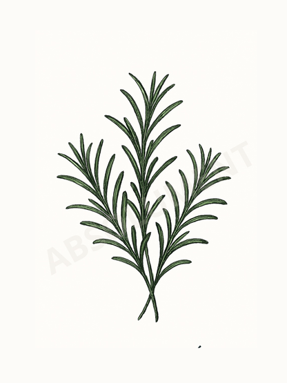 Affiche Romarin noir et blanc | Art mural botanique cuisine style minimaliste