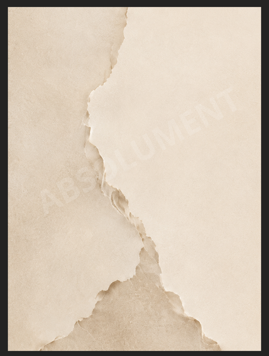 Affiche contemporaine beige et noir de la Collection Minérale par Absolument. Création épurée inspirée du sable, de la pierre et de la lumière naturelle. Cadre non inclus