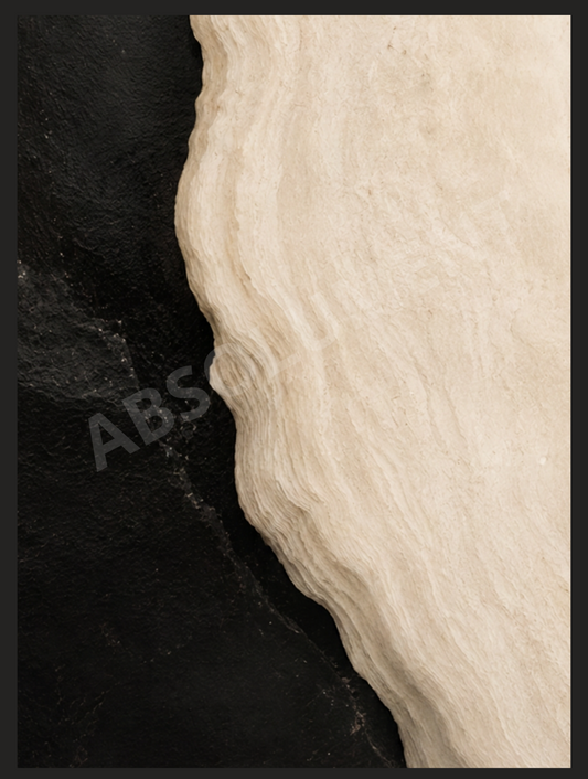 Affiche minimaliste crème et noir de la Collection Minérale par Absolument. Décoration murale contemporaine aux teintes naturelles et apaisantes.