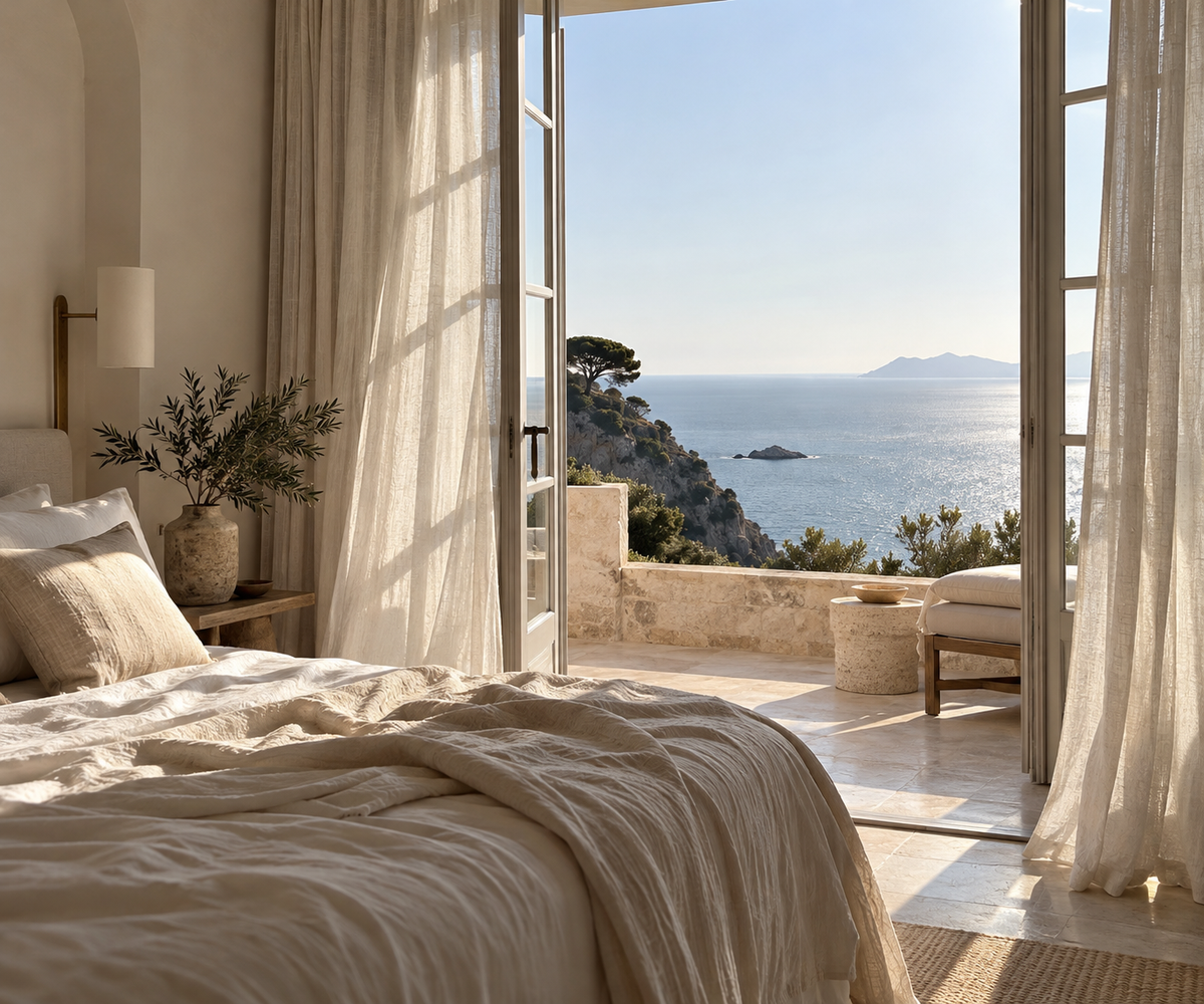 Chambre avec balcon vue sur mermediterraneenne