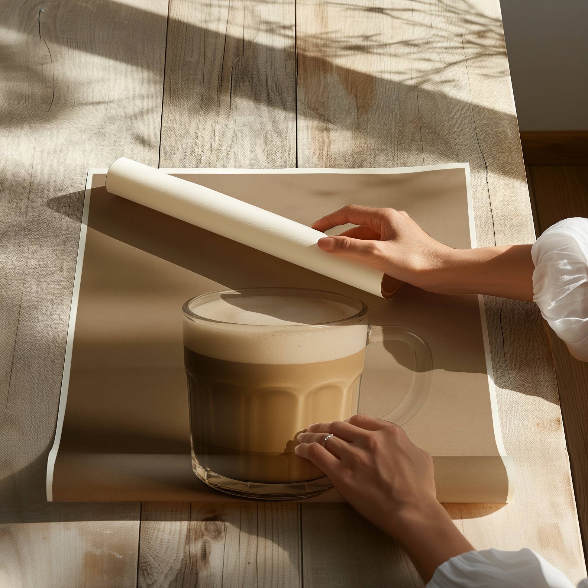 Apportez chaleur et réconfort à votre cuisine ou coin café avec cette affiche minimaliste mettant en vedette un café latté capturé dans une mise en scène feutrée douce et enveloppante dans les teintes de moka et vanille.

Cette affiche s’intègre parfaitement à tous les styles de cuisines; contemporain, épuré, minimaliste, champêtre, ou, rustique.